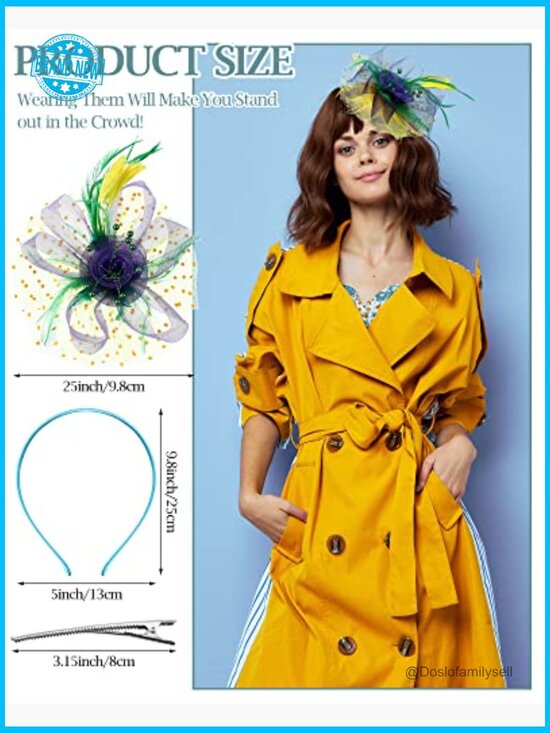 8 Piece Fascinator Hats Set with Feathers Mesh for Cocktail Party Wedding Church main image 6